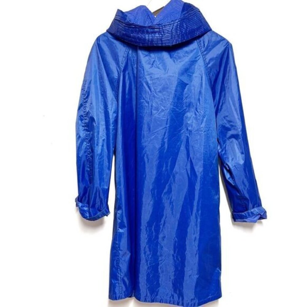 NWOT Maxime Zeaberg Chic Royal Blue Designer Raincoat Womens Sz - Picture 2 of 7